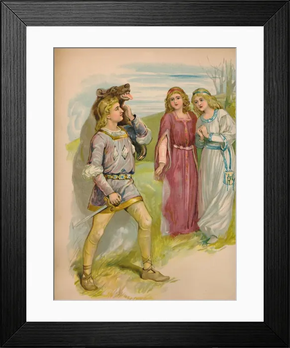 Framed Print : Snow-white and Rose-red, 1903 Framed Print : Snow-white and Rose-red, 1903