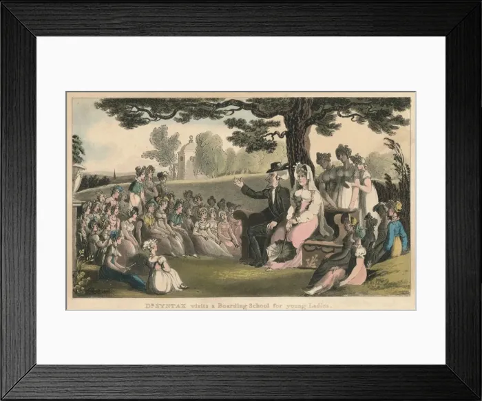 Framed Print : Dr Syntax visits a Boarding School for young Ladies, 1820. Artist: Thomas Rowlandson Framed Print : Dr Syntax visits a Boarding School for young Ladies, 1820. Artist: Thomas Rowlandson