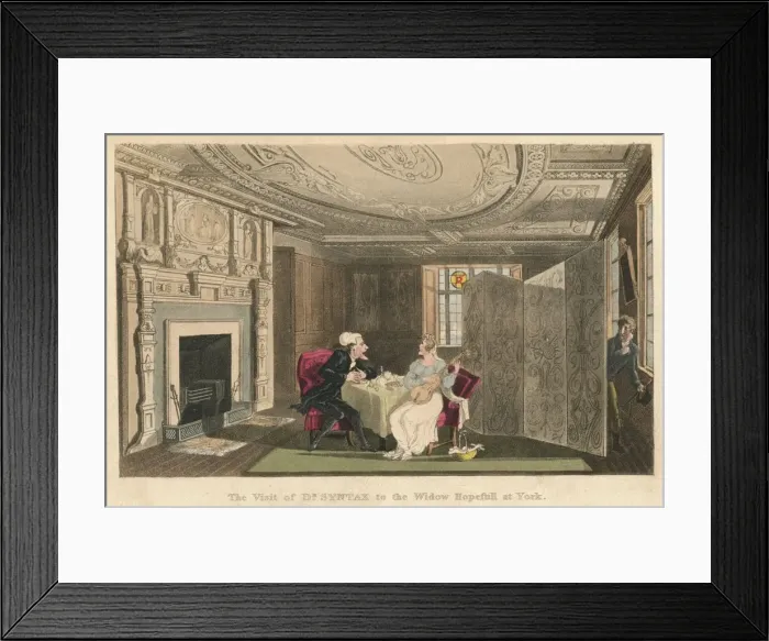 Framed Print : The Visist of Dr Syntax to the Widow Hopefull at York, 1820. Artist: Thomas Rowlandson Framed Print : The Visist of Dr Syntax to the Widow Hopefull at York, 1820. Artist: Thomas Rowlandson
