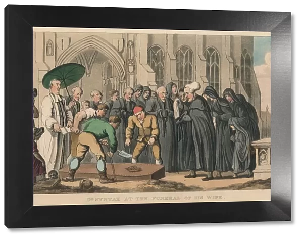 Dr. Syntax at the Funeral of His Wife, 1820. Artist: Thomas Rowlandson