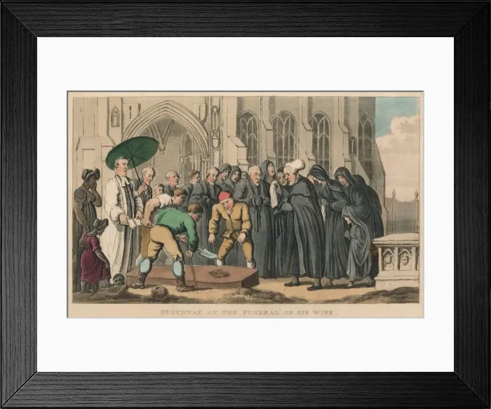 Framed Print : Dr. Syntax at the Funeral of His Wife, 1820. Artist: Thomas Rowlandson Framed Print : Dr. Syntax at the Funeral of His Wife, 1820. Artist: Thomas Rowlandson