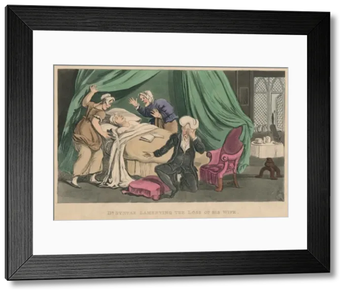 Framed Print : Dr Syntax Lamenting the Loss of His Wife, 1820. Artist: Thomas Rowlandson Framed Print : Dr Syntax Lamenting the Loss of His Wife, 1820. Artist: Thomas Rowlandson