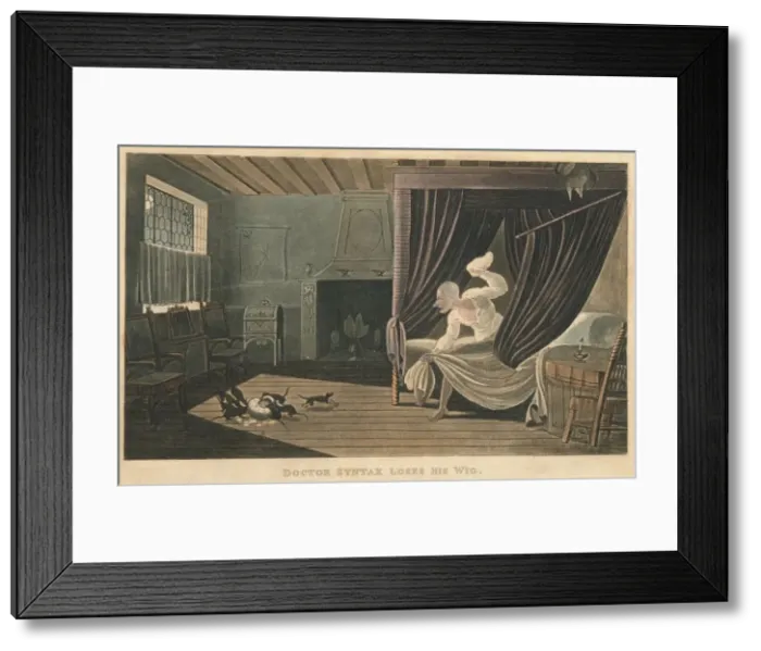 Framed Print : Doctor Syntax Loses His Wig, 1820. Artist: Thomas Rowlandson Framed Print : Doctor Syntax Loses His Wig, 1820. Artist: Thomas Rowlandson