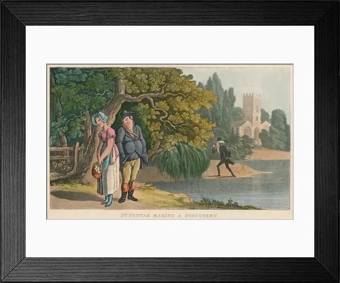 Framed Print : Dr Syntax Making a Discovery, 1820. Artist: Thomas Rowlandson Framed Print : Dr Syntax Making a Discovery, 1820. Artist: Thomas Rowlandson