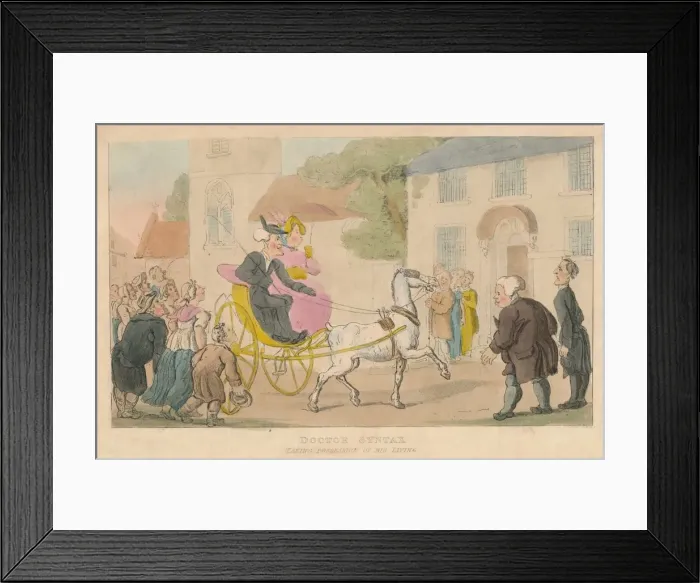 Framed Print : Doctor Syntax Taking Possession of His Living, 1820. Artist: Thomas Rowlandson Framed Print : Doctor Syntax Taking Possession of His Living, 1820. Artist: Thomas Rowlandson