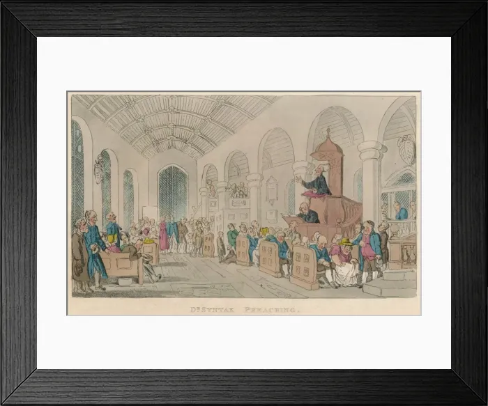 Framed Print : Dr Syntax Preaching, 1820. Artist: Thomas Rowlandson Framed Print : Dr Syntax Preaching, 1820. Artist: Thomas Rowlandson
