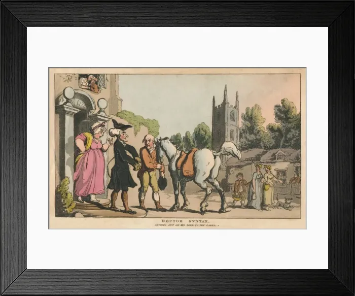 Framed Print : Doctor Syntax, Setting out on His Tour to the Lakes, 1820. Artist: Thomas Rowlandson Framed Print : Doctor Syntax, Setting out on His Tour to the Lakes, 1820. Artist: Thomas Rowlandson