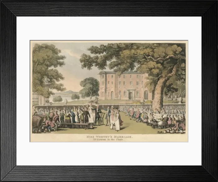 Framed Print : Miss Worthys Marriage, Dr. Syntax in the Chair, 1820. Artist: Thomas Rowlandson Framed Print : Miss Worthys Marriage, Dr. Syntax in the Chair, 1820. Artist: Thomas Rowlandson