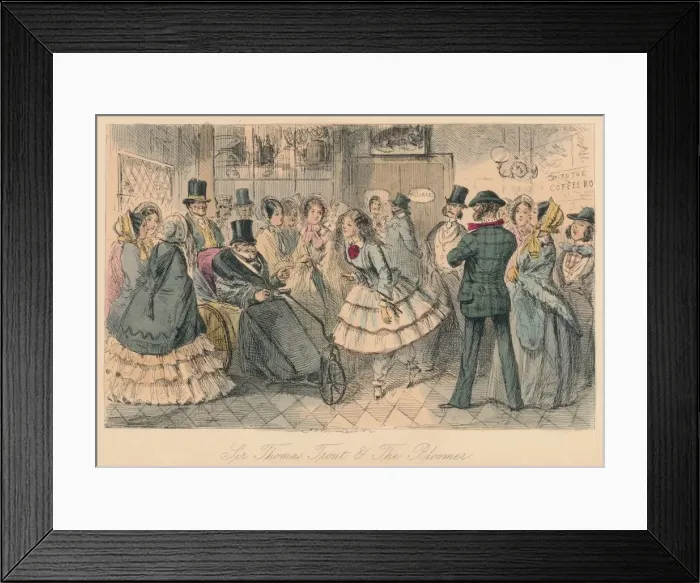 Framed Print : Sir Thomas Trout & The Bloomer, 1854. Artist: John Leech Framed Print : Sir Thomas Trout & The Bloomer, 1854. Artist: John Leech