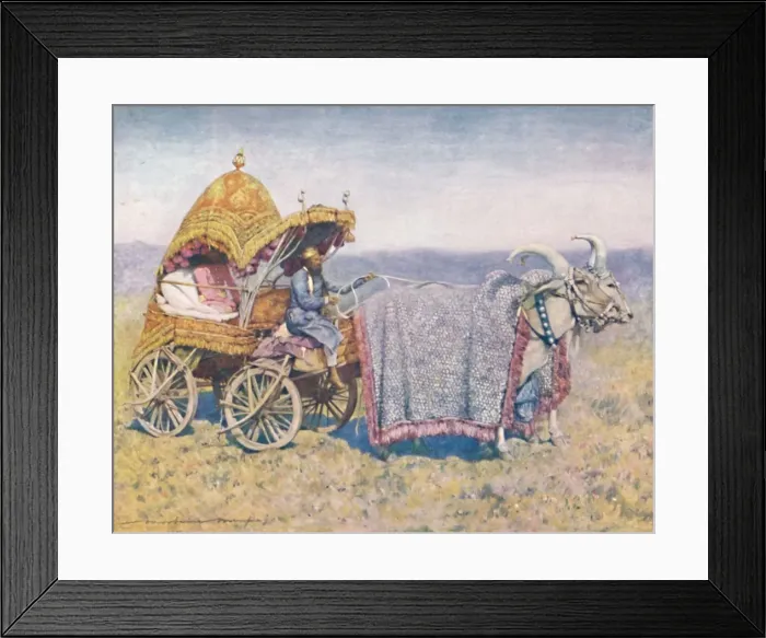 Framed Print : A Native Bullock-cart from Bikanir, 1903. Artist: Mortimer L Menpes Framed Print : A Native Bullock-cart from Bikanir, 1903. Artist: Mortimer L Menpes