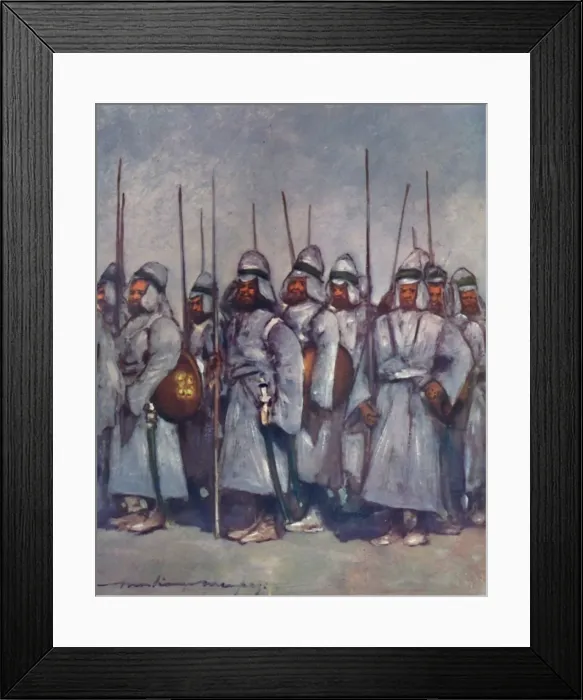 Framed Print : Quilted Soldiers of Kishengarh, 1903. Artist: Mortimer L Menpes Framed Print : Quilted Soldiers of Kishengarh, 1903. Artist: Mortimer L Menpes
