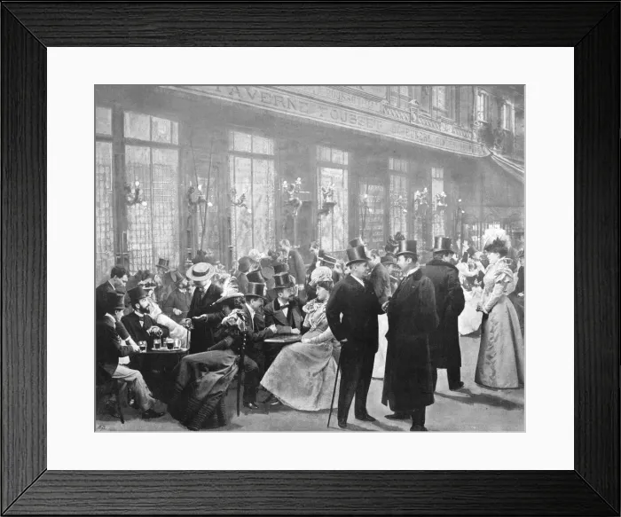 Framed Print : La Sortie Des Theatres - L Heure Du Chocolat, 1900 Framed Print : La Sortie Des Theatres - L Heure Du Chocolat, 1900
