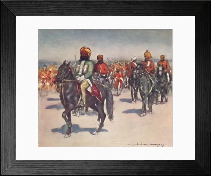 Framed Print : Native Horsemen in the Review of Native Retainers, 1903. Artist: Mortimer L Menpes Framed Print : Native Horsemen in the Review of Native Retainers, 1903. Artist: Mortimer L Menpes