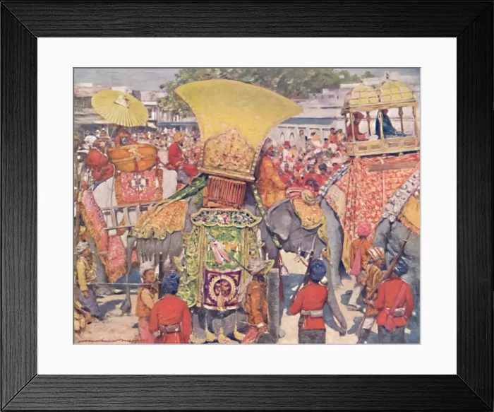 Framed Print : Burmese Elephants at the State Entry, 1903. Artist: Mortimer L Menpes Framed Print : Burmese Elephants at the State Entry, 1903. Artist: Mortimer L Menpes