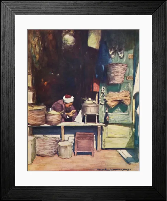 Framed Print : A Seed Stall, Delhi, 1903. Artist: Mortimer L Menpes Framed Print : A Seed Stall, Delhi, 1903. Artist: Mortimer L Menpes