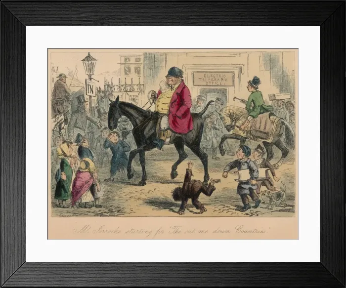 Framed Print : Mr. Jorrocks starting for The cut me down Countries, 1854. Artist: John Leech Framed Print : Mr. Jorrocks starting for The cut me down Countries, 1854. Artist: John Leech