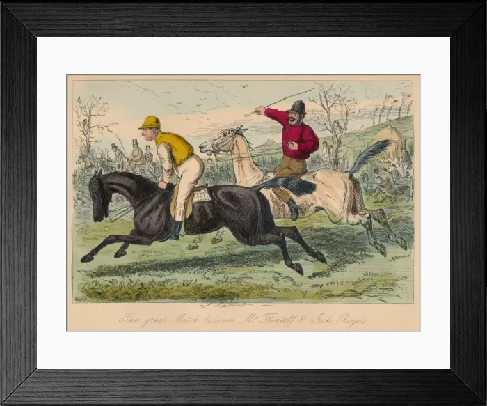 Framed Print : The great Match between Mr. Flintoff & Jack Rogers, 1858. Artist: John Leech Framed Print : The great Match between Mr. Flintoff & Jack Rogers, 1858. Artist: John Leech