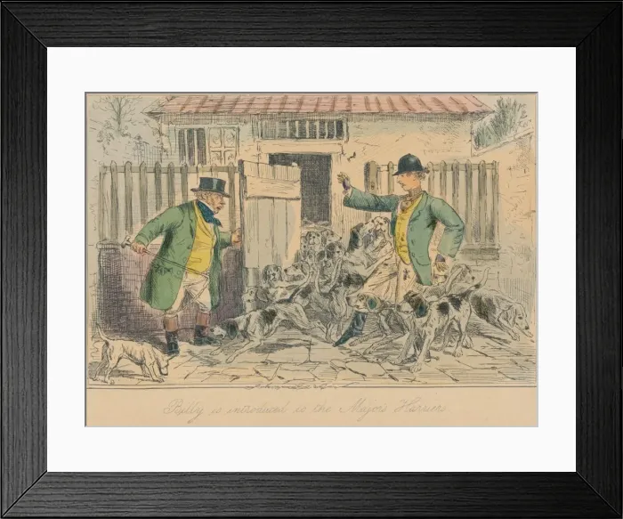 Framed Print : Billy is introduced to the Majors Harriers, 1858. Artist: John Leech Framed Print : Billy is introduced to the Majors Harriers, 1858. Artist: John Leech