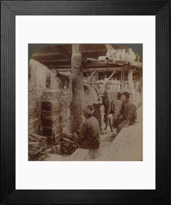 Framed Print : Workmen watching kilns of precious Awata porcelain, in Kinkosan works, Kyoto, Japan, 1904 Framed Print : Workmen watching kilns of precious Awata porcelain, in Kinkosan works, Kyoto, Japan, 1904