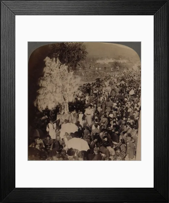 Framed Print : Shinto procession carrying sacred objects over bridge to Imperial Museum, Kyoto, Japan, 1904 Framed Print : Shinto procession carrying sacred objects over bridge to Imperial Museum, Kyoto, Japan, 1904