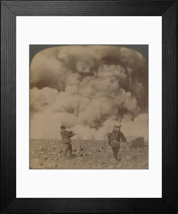 Framed Print : Volcanic explosion - smoke, steam and stones thrown from crater of Asama-yama, Japan, 1904 Framed Print : Volcanic explosion - smoke, steam and stones thrown from crater of Asama-yama, Japan, 1904