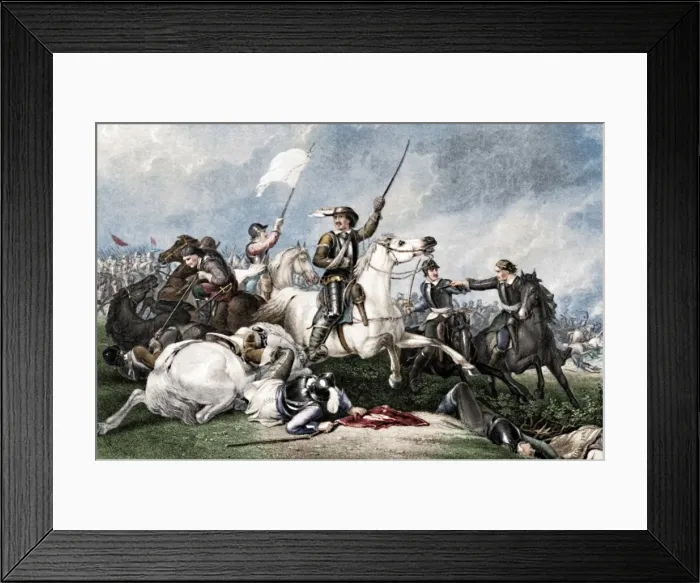 Framed Print : Cromwell at the Battle of Marston Moor, 1886. Artist: John J Crew Framed Print : Cromwell at the Battle of Marston Moor, 1886. Artist: John J Crew