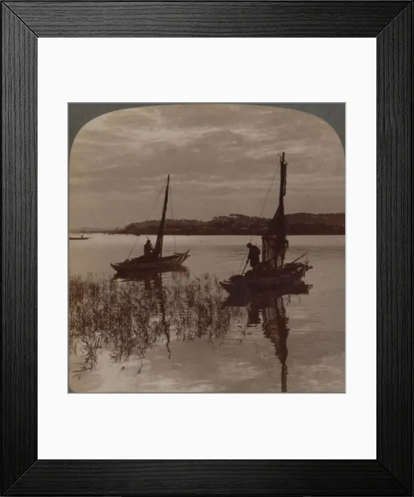 Framed Print : Fishing boats at sunset across Tamagawa to Kawasaki, near Yokohama, Japan, 1904 Framed Print : Fishing boats at sunset across Tamagawa to Kawasaki, near Yokohama, Japan, 1904