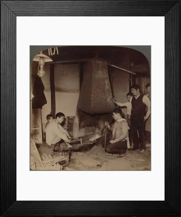 Framed Print : A Japanese blacksmith at his forge, Yokohama, Japan, 1904 Framed Print : A Japanese blacksmith at his forge, Yokohama, Japan, 1904