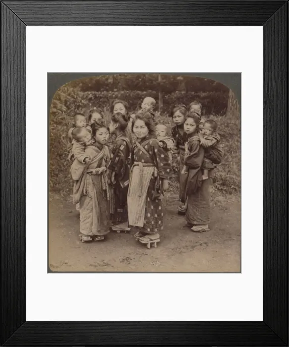 Framed Print : Big sisters and little brothers in the Land of the Rising Sun - Yokohama, Japan, 1904 Framed Print : Big sisters and little brothers in the Land of the Rising Sun - Yokohama, Japan, 1904