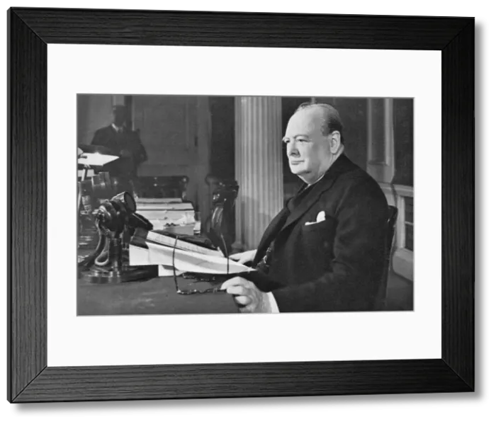 Framed Print : Mr. Churchills V. E. Day Broadcast, 1945 (1955) Framed Print : Mr. Churchills V. E. Day Broadcast, 1945 (1955)