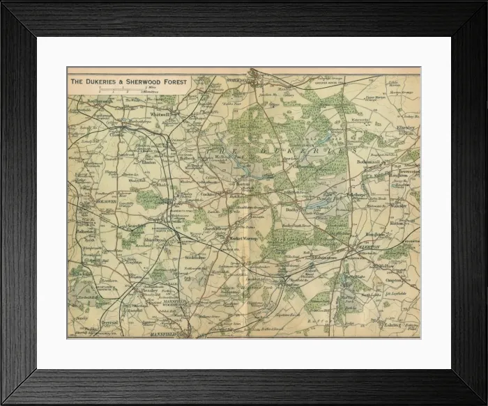 Framed Print : The Dukeries & Sherwood Forest, c20th Century. Artist: John Bartholomew Framed Print : The Dukeries & Sherwood Forest, c20th Century. Artist: John Bartholomew