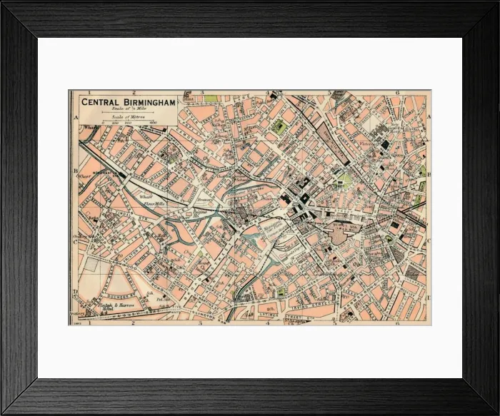 Framed Print : Central Birmingham, c20th Century. Artist: John Bartholomew Framed Print : Central Birmingham, c20th Century. Artist: John Bartholomew