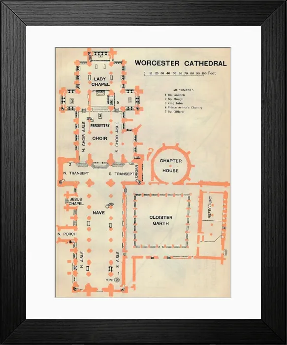 Framed Print : Worcester Cathedral, c20th Century. Artist: John Bartholomew Framed Print : Worcester Cathedral, c20th Century. Artist: John Bartholomew