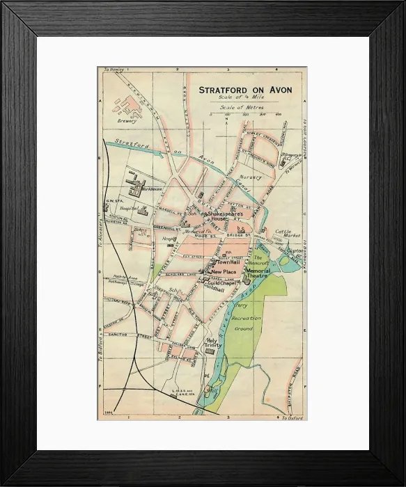 Framed Print : Stratford on Avon, c20th Century. Artist: John Bartholomew Framed Print : Stratford on Avon, c20th Century. Artist: John Bartholomew