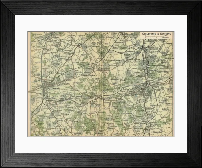 Framed Print : Guildford & Dorking, c20th Century. Artist: John Bartholomew Framed Print : Guildford & Dorking, c20th Century. Artist: John Bartholomew