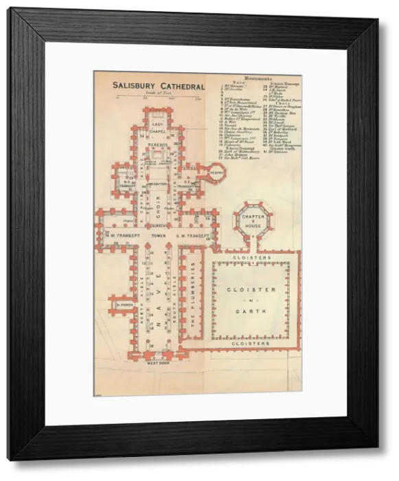 Framed Print : Salisbury Cathedral, c20th Century. Artist: John Bartholomew Framed Print : Salisbury Cathedral, c20th Century. Artist: John Bartholomew