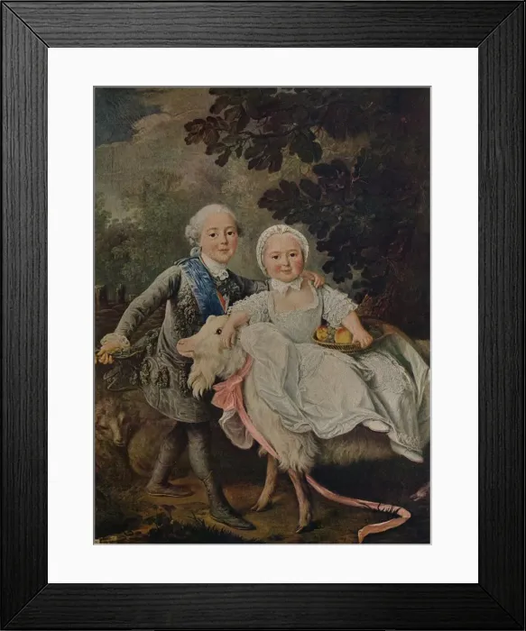 Framed Print : The Comte d Artois and His Sister Clotilde, 1763 (c1927). Artist: Francois Hubert Drouais Framed Print : The Comte d Artois and His Sister Clotilde, 1763 (c1927). Artist: Francois Hubert Drouais
