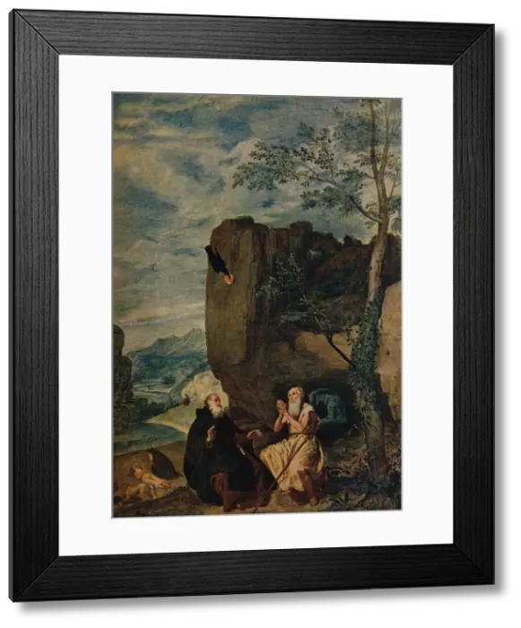 Framed Print : San Antonio Abad Visita A San Pablo, (San Antonio Abad visits Saint Paul), 1634, (c1934). Artist: Diego Velasquez Framed Print : San Antonio Abad Visita A San Pablo, (San Antonio Abad visits Saint Paul), 1634, (c1934). Artist: Diego Velasquez