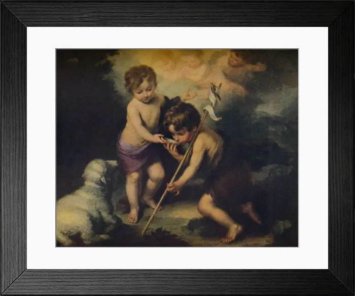 Framed Print : Jesus y Juan El Bautista Ninos, (Jesus and John the Baptist, children), 1670, (c1934). Artist: Bartolome Esteban Murillo Framed Print : Jesus y Juan El Bautista Ninos, (Jesus and John the Baptist, children), 1670, (c1934). Artist: Bartolome Esteban Murillo