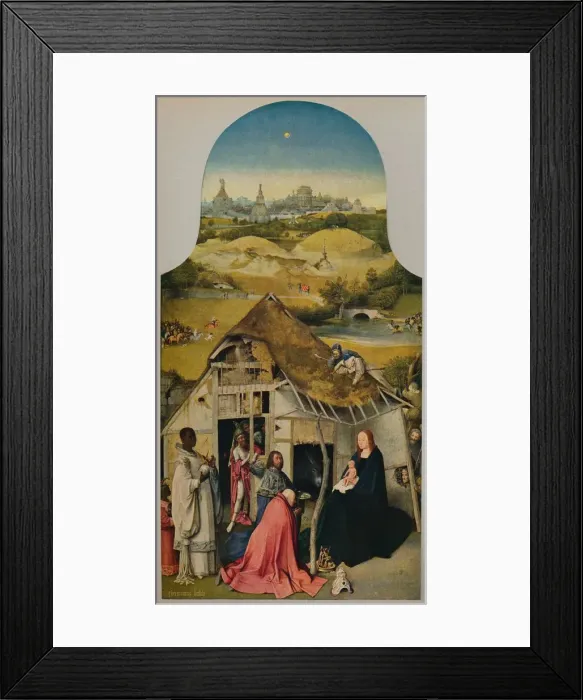 Framed Print : La Adoracion de Los Reyes, (Adoration of the Magi), 1485-1500, (c1934). Artist: Hieronymus Bosch Framed Print : La Adoracion de Los Reyes, (Adoration of the Magi), 1485-1500, (c1934). Artist: Hieronymus Bosch
