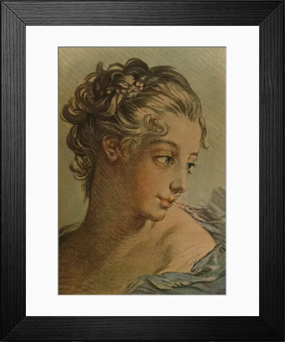 Framed Print : La Tete D Une Jeune Fille, (Head Of A Young Girl), c1760-1790, (1913). Artist: Louis Marin Bonnet