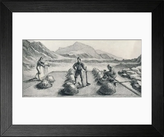 Framed Print : Cancha De Beneficiar, or Mode of Amalgamation of Gold and Silver, c1826, (1911)