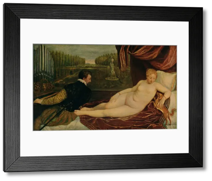 Framed Print : Venus Con El Musico, (Venus and music), 1550, (c1934). Artist: Titian Framed Print : Venus Con El Musico, (Venus and music), 1550, (c1934). Artist: Titian