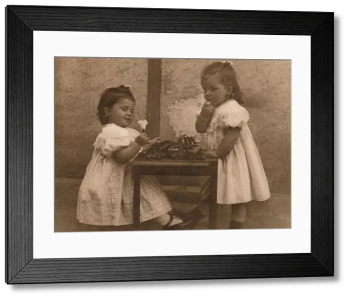 Framed Print : Two young girls by a table, 1937 Framed Print : Two young girls by a table, 1937