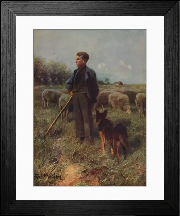 Framed Print : The Young Shepherd, c1915. Artist: Francois Pieter Ter Meulen Framed Print : The Young Shepherd, c1915. Artist: Francois Pieter Ter Meulen