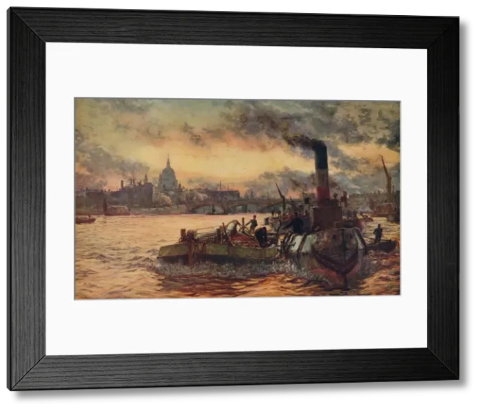 Framed Print : Towing Past The City, c1870-1880, (c1915). Artist: William Lionel Wyllie Framed Print : Towing Past The City, c1870-1880, (c1915). Artist: William Lionel Wyllie