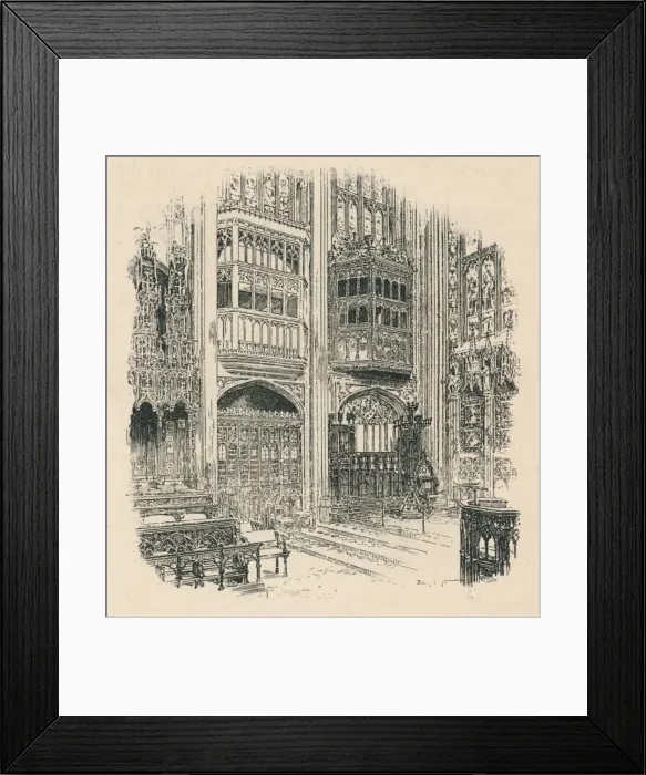 Framed Print : Choir Stalls and Royal Closet, St. Georges Chapel, 1895 Framed Print : Choir Stalls and Royal Closet, St. Georges Chapel, 1895