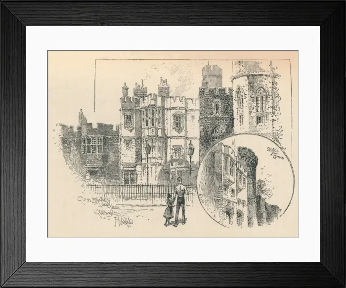 Framed Print : Queen Elizabeths Library. Sketch from the North Terrace, 1895 Framed Print : Queen Elizabeths Library. Sketch from the North Terrace, 1895