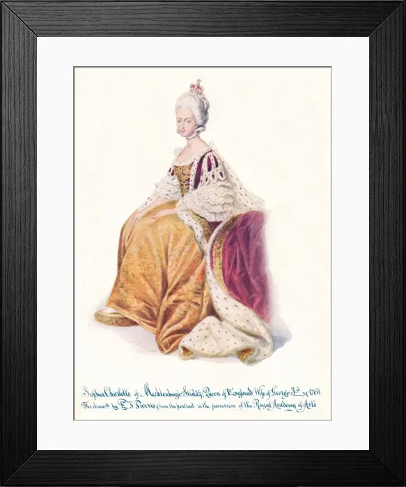 Framed Print : Sophia Charlotte of Mecklenburgh Strellitz, Queen of England, Wife of George 3rd, 1911 Framed Print : Sophia Charlotte of Mecklenburgh Strellitz, Queen of England, Wife of George 3rd, 1911