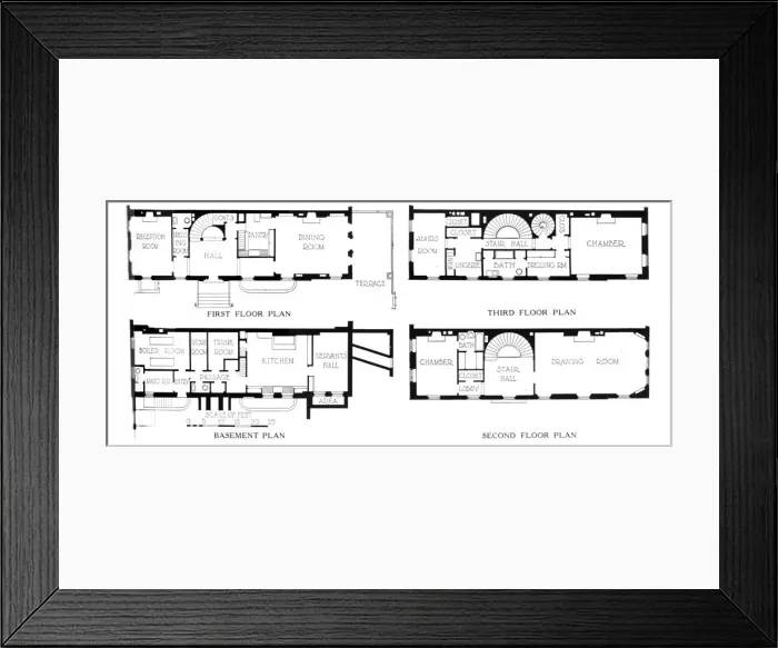 Framed Print : Floor plans, house of Mrs WK Vanderbilt, New York City, 1924